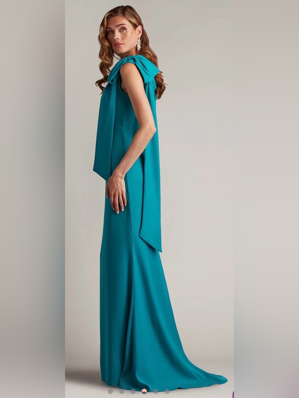 Tadashi Shoji Teal Draped Maxi Dress Size: 8